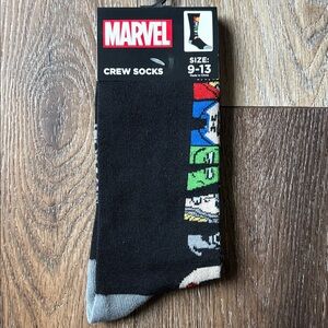 Marvel Black and Gray Marvel Character Crew Socks NWT